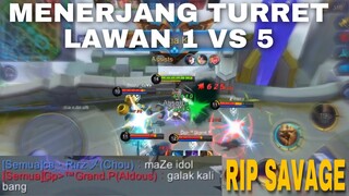 GESEK DI BASE ENEMY 1 VS 5 HAMPIR SAVAGE | MOBILE LEGEND