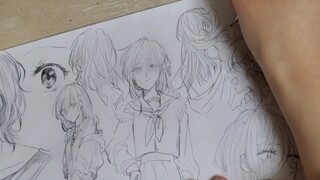 【アナログ】紙いっぱいに女の子を描いてみた