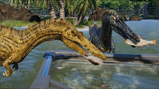 2 Suchomimus & 2 Albertosaurus Breakout & Fight! Jurassic World Evolution (4K 60FPS)