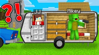 Mikey and JJ Built a House Inside a Car Trailer in Minecraft (Maizen)