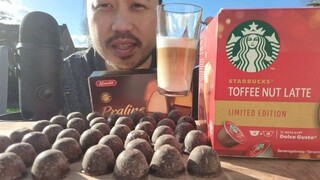 ASMR Eating Kandit Pralines & Starbucks Toffee Nut Latte Limited Edition ☕
