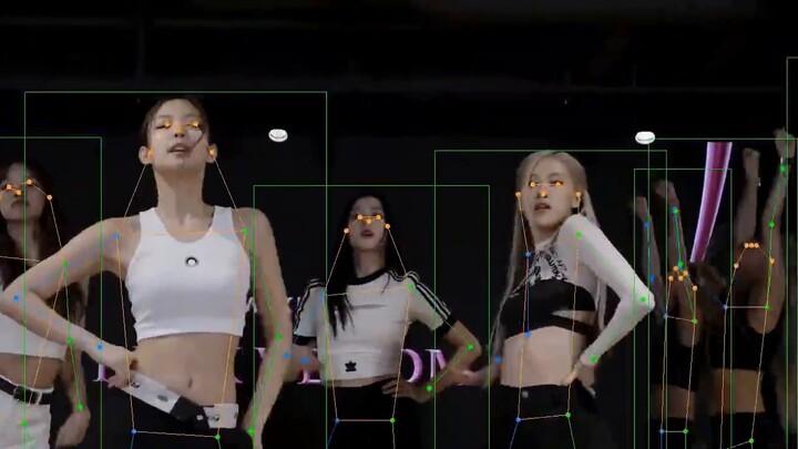 【Hardcore】mmpose 2D human body key point posture estimation blackPink new song PinkVenom