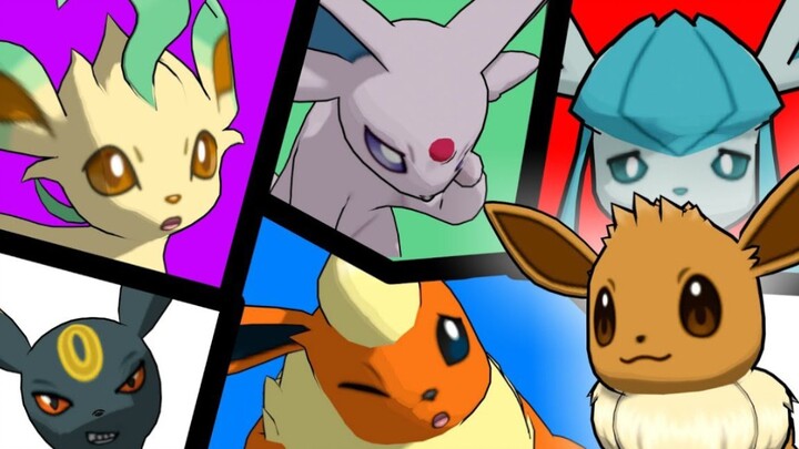 Keluarga baru Eevee (versi pewarnaan kartun)