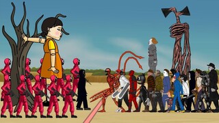 Squid Game Vs Chainsaw Man, Huggy Wuggy, Cartoon Cat, Siren Head, Scorpion, Jason, Michael + More