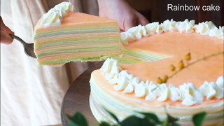 Mille crepe rainbow untuk kejutan ulang tahun temanku~