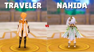 Best Dendro Support?? C0 Nahida VS C6 Traveler Comparison [Genshin Impact]