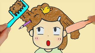 [Animasi Stop Motion] Bisakah kamu membuat gaya rambut baru di rumah? Gadis dengan rambut keriting b