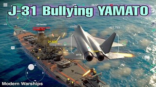 Modern Warships: J-31 Strike Fighter bullying YAMATO. in 4K HD resolution