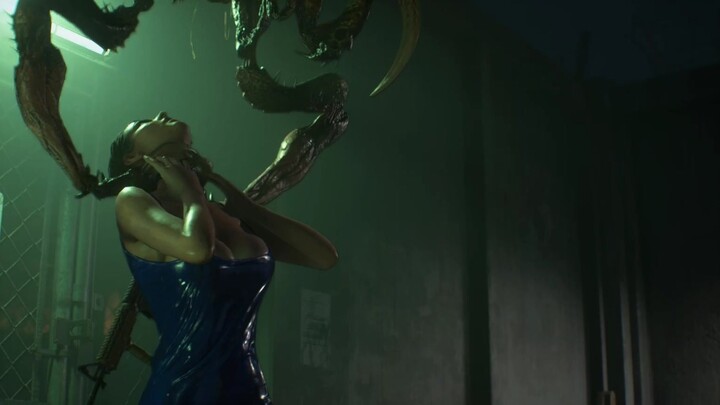 Resident Evil 3 blue-clothed Jill was hugged by a bug