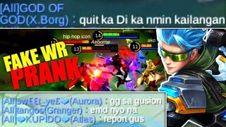 GUSION FAKE WINRATE PRANK (FEEDER) IN LOW RANK ᴮʳᵃʷⁿˢ|Jam