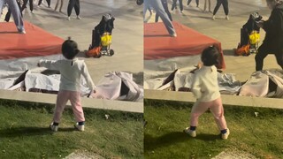 5-year-old cutie joins in square dancing and instantly steals the show; after just a few moves, she'