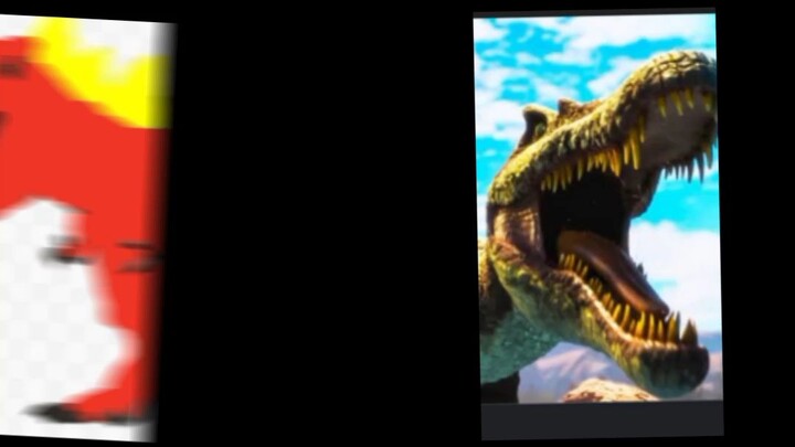 rexy level 40 vs jurassic world camp cretaceous spinosaurus