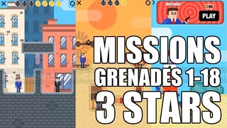 Mr Bullet MISSIONS GRENADES Level 1-18. 3 Stars