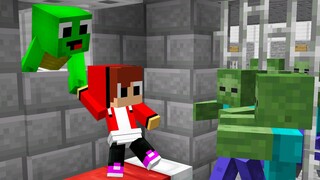 Baby Mikey & JJ Survive in ZOMBIE PRISON in Minecraft challenge (Maizen Mizen Mazien)