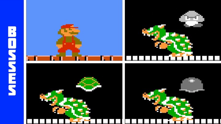 Super Mario Bros. (NES) - All Bosses
