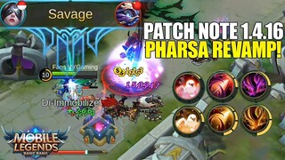 PHARSA REWORK, MARTIS BUFF, GRANGER NERF, KAGURA BUFF? PATCH NOTE 1.4.16 MOBILE LEGENDS