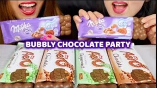 ASMR GIANT BUBBLY CHOCOLATE (MILKA and AERO) 초콜릿 리얼사운드 먹방 チョコレートcoklat चॉकलेट | Kim&Liz ASMR