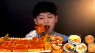 ASMR Xiên bánh gạo cay Kimbap phô mai viên  #amthuc #monngon
