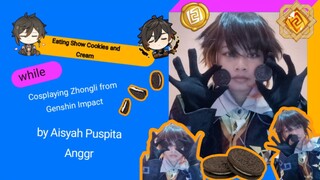 Eating Show (Mukbang) " Eat Cookies and Cream" by Zhongli's Cosplay #JPOPENT #bestofbest