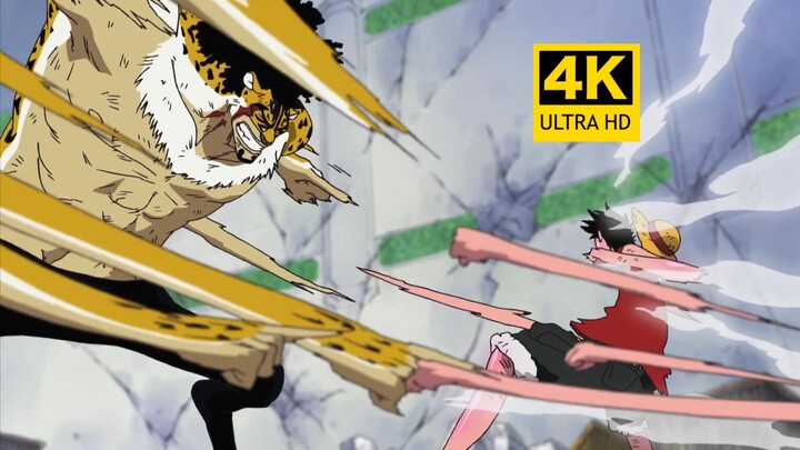 [4K Ultra HD] Luffy vs. Lucci, pertempuran penyelamatan Robin di Pulau Yudisial, uap Gear 2 membakar