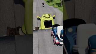 Dumb Skibidi Toilets Jumping Above Giant SHREK in Pit with Triple Bollard | BeamNG.Drive