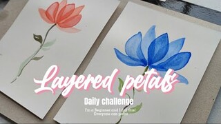 My first 'Layered Petals' Watercolour painting! Easy & Beginner Friendly