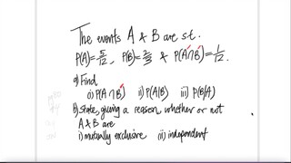 prob stat The events A & B are s.t P(A)=5/12, P(B)=2/3 & P(A' n B')=1/12.