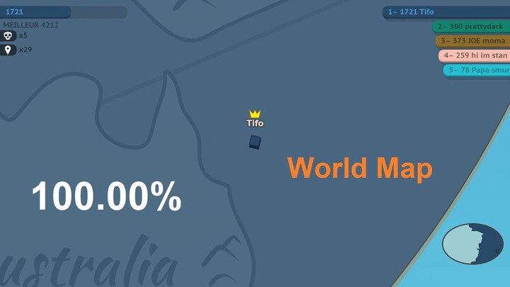 Paper.io 2 WORLD MAP Map Control: 100.00%