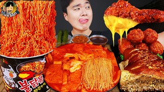 ASMR MUKBANG 직접 만든 바베큐 떡볶이 불닭볶음면 치킨먹방! & 레시피 FIRE NOODLES AND FRIED CHICKEN EATING SOUND!