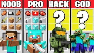 Minecraft Battle: ZOMBIE APOCALYPSE CRAFTING CHALLENGE - NOOB vs PRO vs HACKER vs GOD / Animation