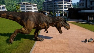 Jurassic World Evolution - T-Rex & Giganotosaurus Breakout & Fight! (1080p 60FPS)