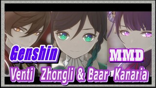 [Genshin  MMD]  Venti, Zhongli & Baar  [Kanaria]