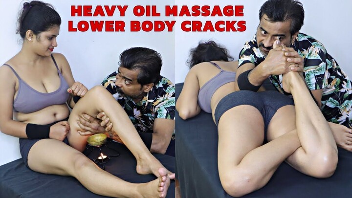 Girl Received Hot Oil Massage  Lower Body Massage | Toe Cracking | Foot Massage | ASMR