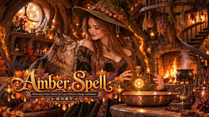 【1小时/1HR】琥珀魔咒 🧙‍♀️🐱 凯尔特魔法女巫小屋氛围音乐 | 专注 / 读书 / 沉浸式放松 (Amber Spell)