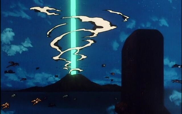 Famous scene - the beam of light shooting straight into the sky