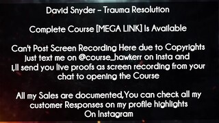 David Snyder  course -  Trauma Resolution download