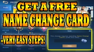 HOW TO GET A NAME CHANGE CARD FOR FREE IN MOBILE LEGENDS (VERY EASY STEPS)