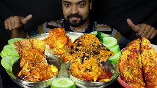 Very Spicy Big Fish Bhuna (মাছ ভুনা),Fish Curry,Rice,Green Chili and Cucumber Eating | #LiveToEATT