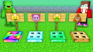 What JJ and Mikey Find inside NEW EMOJI TRAPDOORS in Minecraft Maizen!