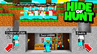 my SECRET Minecraft base vs 20 Minecraft HUNTERS! (Hide Or Hunt)
