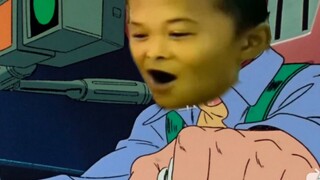 Little Jack Ma drives a Gundam