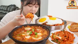 맛있어서 계속 먹게되는 무생채 비빔밥과 김치 순두부 청국장 먹방 Mukbang