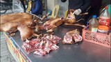 Ẩm thực đường phố/ Đặc sản thịt chó sống 180k Phố Và tp Bắc Ninh/ Vietnamese dog meat/ 베트남 개고기.