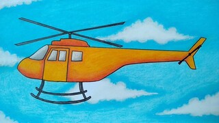 Cara menggambar helikopter || Cara menggambar pesawat terbang