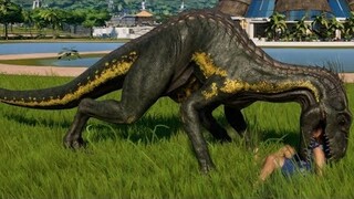 Jurassic World Evolution - Indoraptor & Indominus Rex Camouflage Breakout & Fight! (1080p 60FPS)