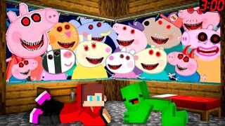 JJ and Mikey SURROUNDED by 1000 Scary PEPPA PIG Family EXE in Minecraft Maizen Security House