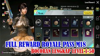 BOCORAN FULL ROYALE PASS M18 LEVEL 1-50 PUBG MOBILE