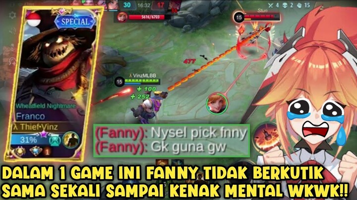 SELAMA 1 MATCH INI FANNY TIDAK BISA APA-APA WKWK!! SAMPAI NYESEL PICK FANNY - MOBILE LEGENDS