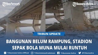 Video Viral Bangunan Stadion Sepak Bola di Muna Sulawesi Tenggara Mulai Runtuh Dipasang Garis Polisi