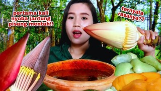 MUKBANG JANTUNG PISANG MENTAH SAMBAL RUJAK#lalapanmentah#mukbangviral